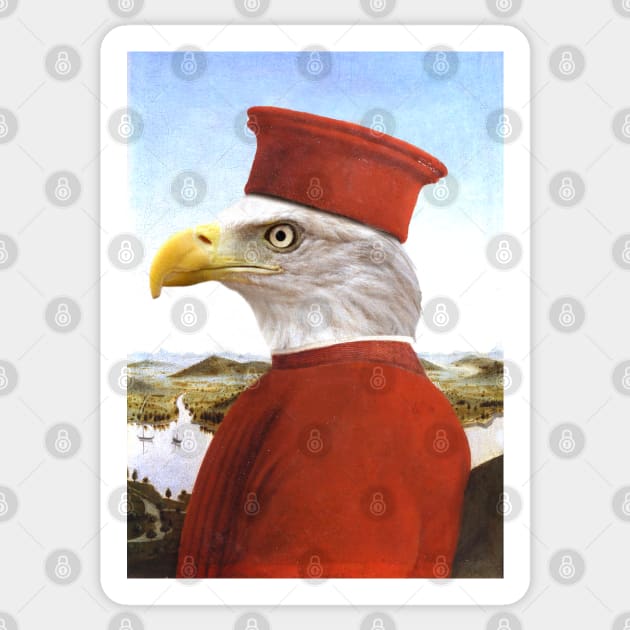 Profile Portrait of a Bald Eagle as Federico da Montefeltro - Pet Gift Sticker by luigitarini